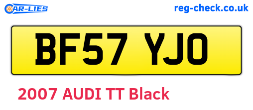 BF57YJO are the vehicle registration plates.