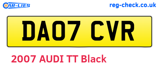DA07CVR are the vehicle registration plates.