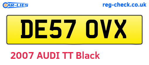 DE57OVX are the vehicle registration plates.