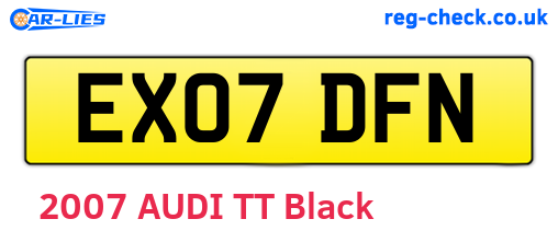 EX07DFN are the vehicle registration plates.