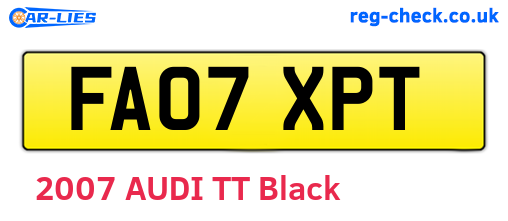 FA07XPT are the vehicle registration plates.