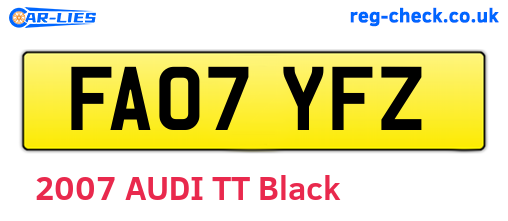 FA07YFZ are the vehicle registration plates.