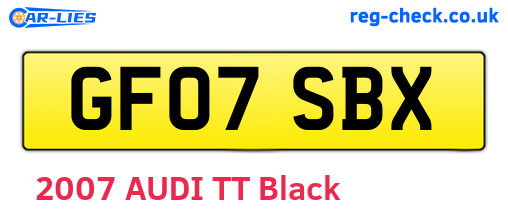 GF07SBX are the vehicle registration plates.