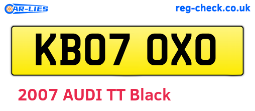 KB07OXO are the vehicle registration plates.