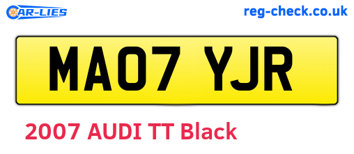 MA07YJR are the vehicle registration plates.