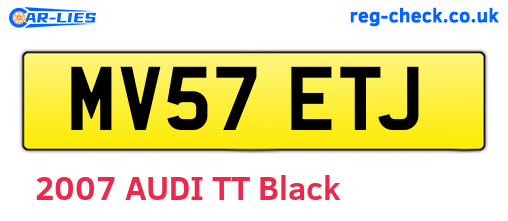MV57ETJ are the vehicle registration plates.