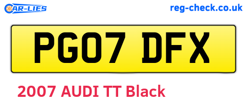 PG07DFX are the vehicle registration plates.
