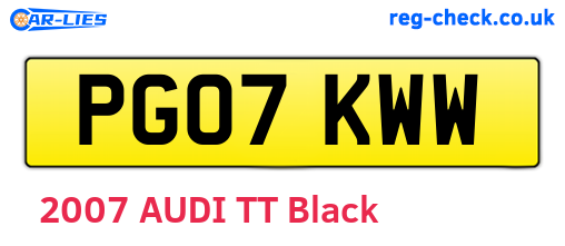 PG07KWW are the vehicle registration plates.
