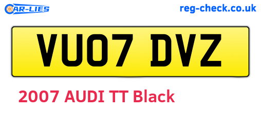 VU07DVZ are the vehicle registration plates.