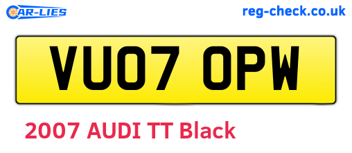 VU07OPW are the vehicle registration plates.