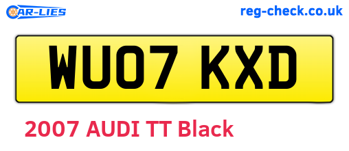 WU07KXD are the vehicle registration plates.
