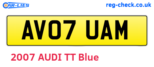 AV07UAM are the vehicle registration plates.