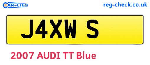 J4XWS are the vehicle registration plates.