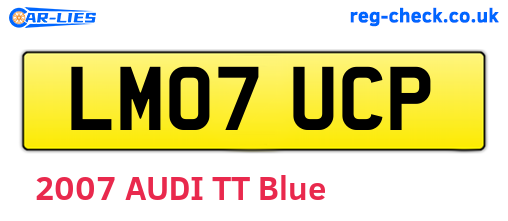 LM07UCP are the vehicle registration plates.
