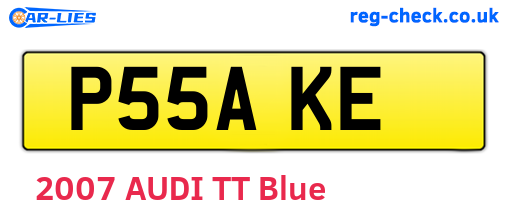 P55AKE are the vehicle registration plates.