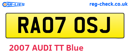 RA07OSJ are the vehicle registration plates.