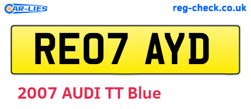 RE07AYD are the vehicle registration plates.