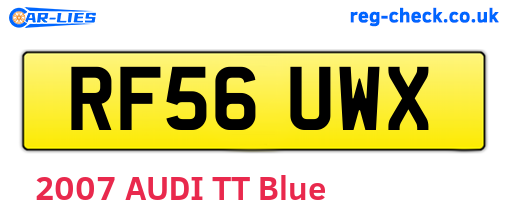 RF56UWX are the vehicle registration plates.