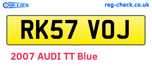 RK57VOJ are the vehicle registration plates.
