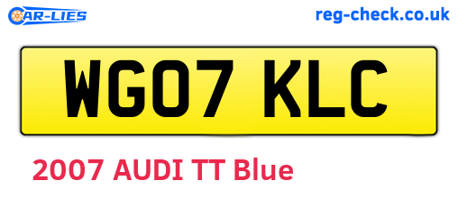 WG07KLC are the vehicle registration plates.