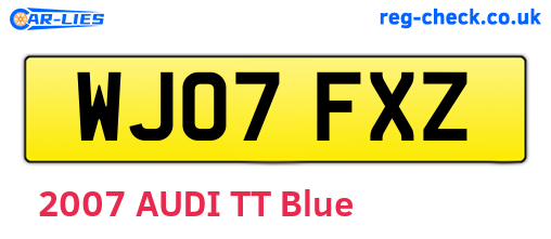 WJ07FXZ are the vehicle registration plates.