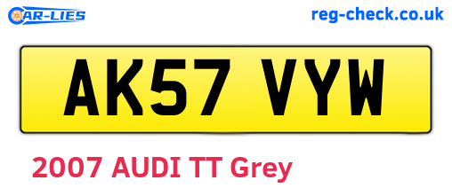 AK57VYW are the vehicle registration plates.