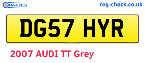 DG57HYR are the vehicle registration plates.