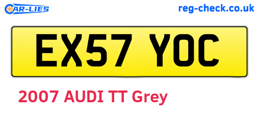 EX57YOC are the vehicle registration plates.