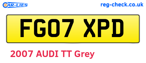 FG07XPD are the vehicle registration plates.