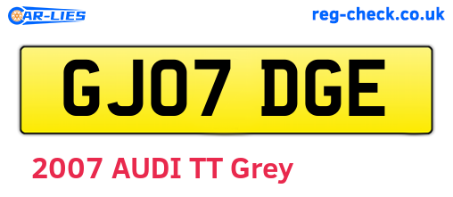 GJ07DGE are the vehicle registration plates.