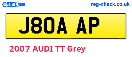 J80AAP are the vehicle registration plates.