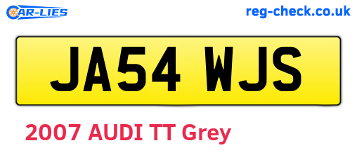 JA54WJS are the vehicle registration plates.