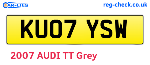 KU07YSW are the vehicle registration plates.
