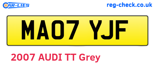 MA07YJF are the vehicle registration plates.