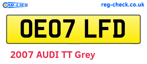 OE07LFD are the vehicle registration plates.