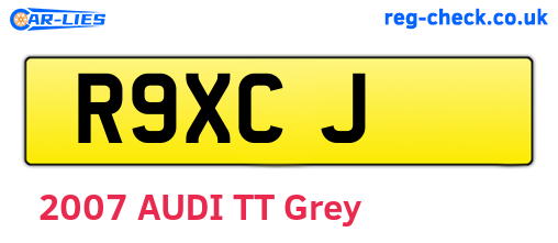 R9XCJ are the vehicle registration plates.