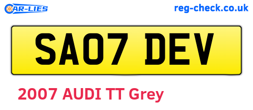 SA07DEV are the vehicle registration plates.