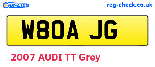 W80AJG are the vehicle registration plates.