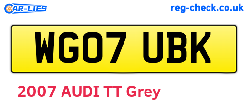 WG07UBK are the vehicle registration plates.