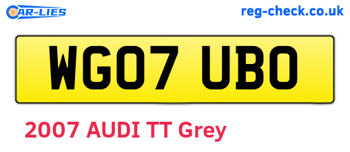 WG07UBO are the vehicle registration plates.