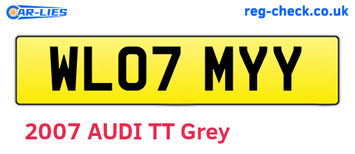 WL07MYY are the vehicle registration plates.