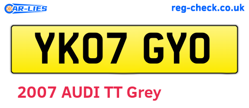 YK07GYO are the vehicle registration plates.
