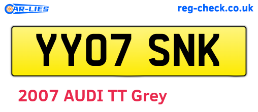 YY07SNK are the vehicle registration plates.