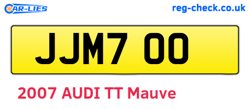 JJM700 are the vehicle registration plates.