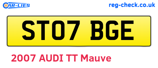 ST07BGE are the vehicle registration plates.