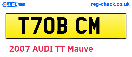 T70BCM are the vehicle registration plates.