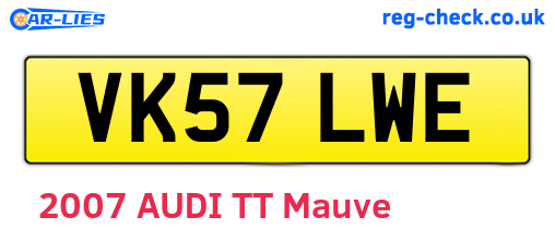 VK57LWE are the vehicle registration plates.