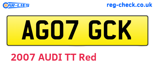 AG07GCK are the vehicle registration plates.