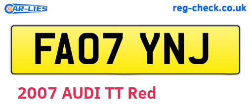 FA07YNJ are the vehicle registration plates.