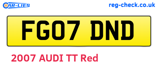 FG07DND are the vehicle registration plates.